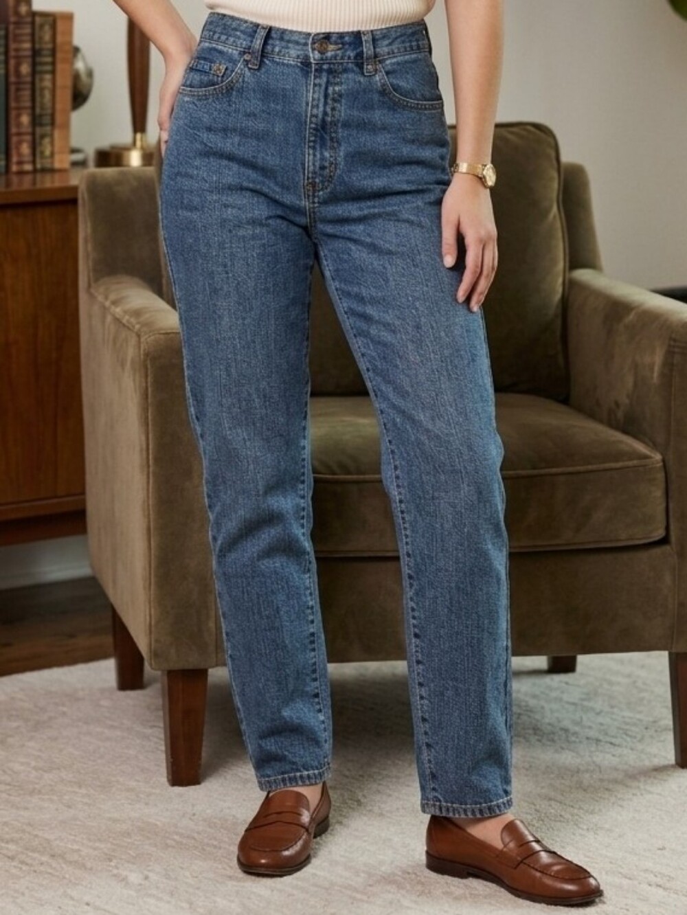 Vintage bill blass High-Rise Straight Jeans in Blue Denim
